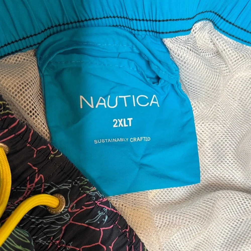 Nautica Men's Navy Swim Shorts with Turtle Print 2XLT
